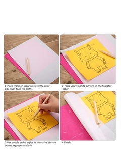 Excefore 105 Pieces White Carbon Transfer Paper 11.7 x 8.3 Inch Tracing Paper Carbon Graphite Copy Paper with Embossing Stylus Tracing Stylus Dotting Tools for Cloth Fabric Paper Wood  - Image 3
