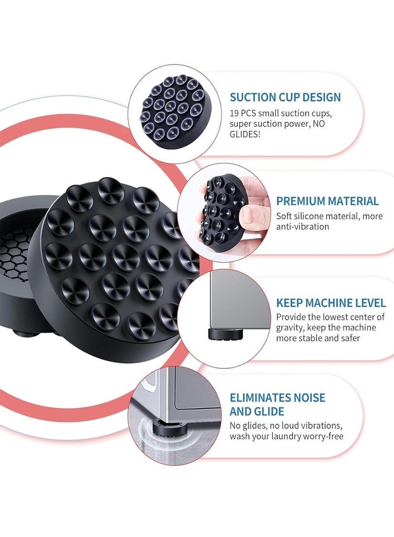 Arabest وسادات مضادة للاهتزاز لغسالة الملابس، 4 قطع قواعد غسالة ومجفف، تخفيف الصدمات والضوضاء، وسادات أقدام غسالة، مثبت دعم الغسالة لمعظم الأثاث، تحمي الأرضية - Image 2