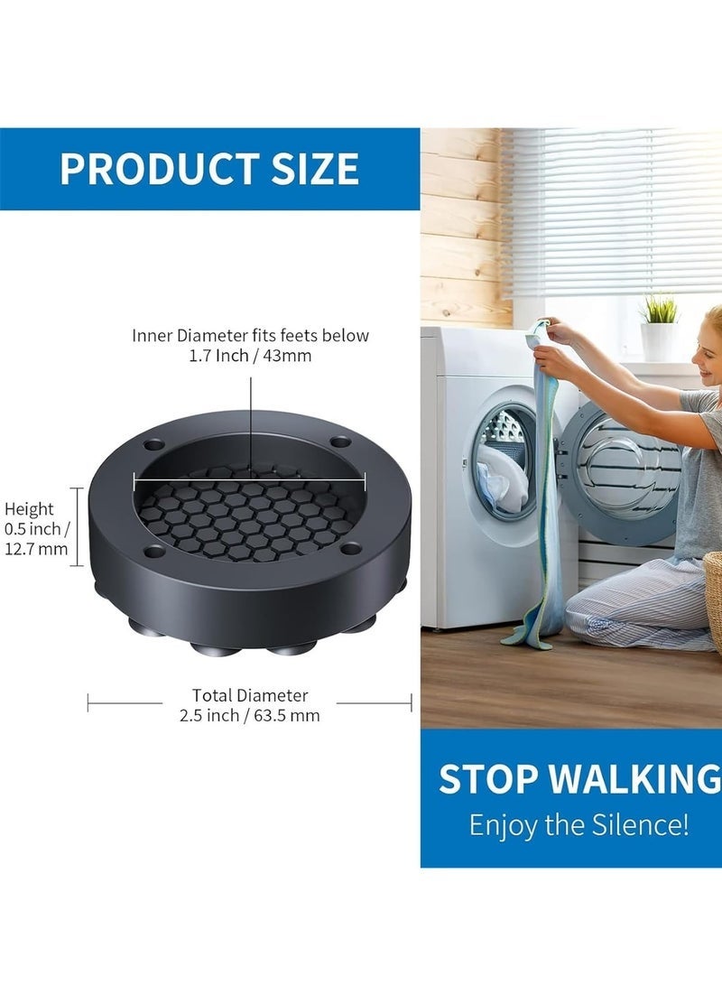 Arabest وسادات مضادة للاهتزاز لغسالة الملابس، 4 قطع قواعد غسالة ومجفف، تخفيف الصدمات والضوضاء، وسادات أقدام غسالة، مثبت دعم الغسالة لمعظم الأثاث، تحمي الأرضية - Image 3
