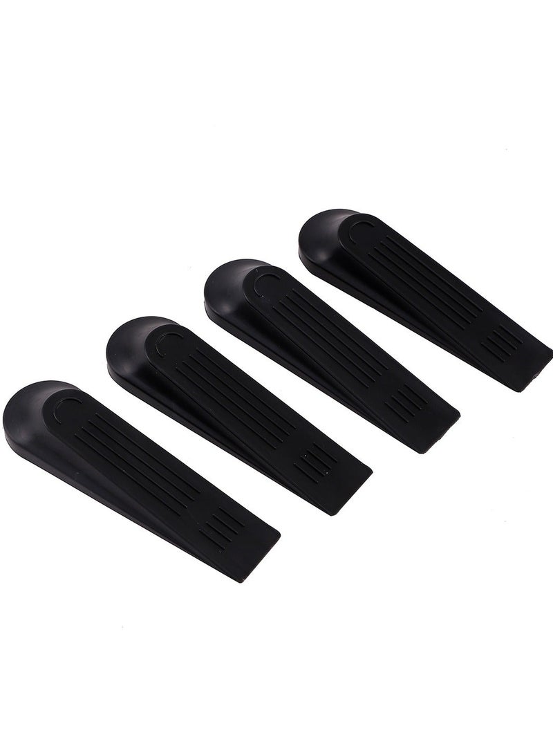 HOMESTAR Plastic Door Stopper - 4-Piece Durable Black Slanted Wedge with Non-Slip Base, Child and Pet-Safe Ideal for Preventing Slamming, Suitable Indoor Outdoor Use, All Floor Types - Image 1
