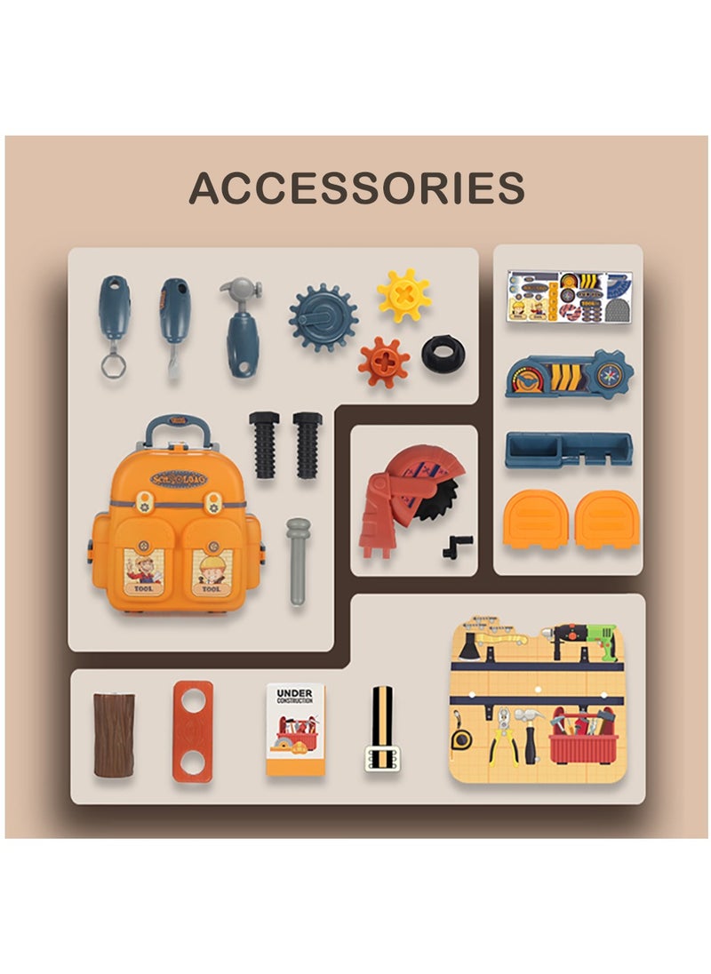 Little Story - Role Play Mechanic/Tools Station Toy Set School Bag (23 Pcs) - Yellow, 3-In-1 Mode - Image 1