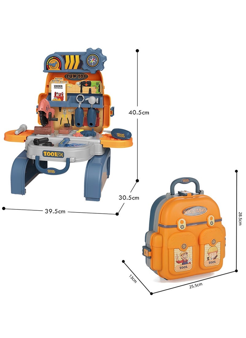 Little Story - Role Play Mechanic/Tools Station Toy Set School Bag (23 Pcs) - Yellow, 3-In-1 Mode - Image 1