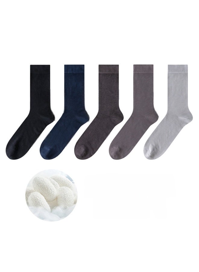 Shougu Summer Thin Men's Business Long Tube Socks 5 Piece Set 