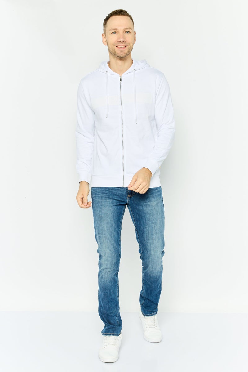 Gazzarrini Men Hooded Long Sleeve Brand Logo Sweatshirt, White - Image 3