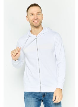 Gazzarrini Men Hooded Long Sleeve Brand Logo Sweatshirt, White  - Image 1