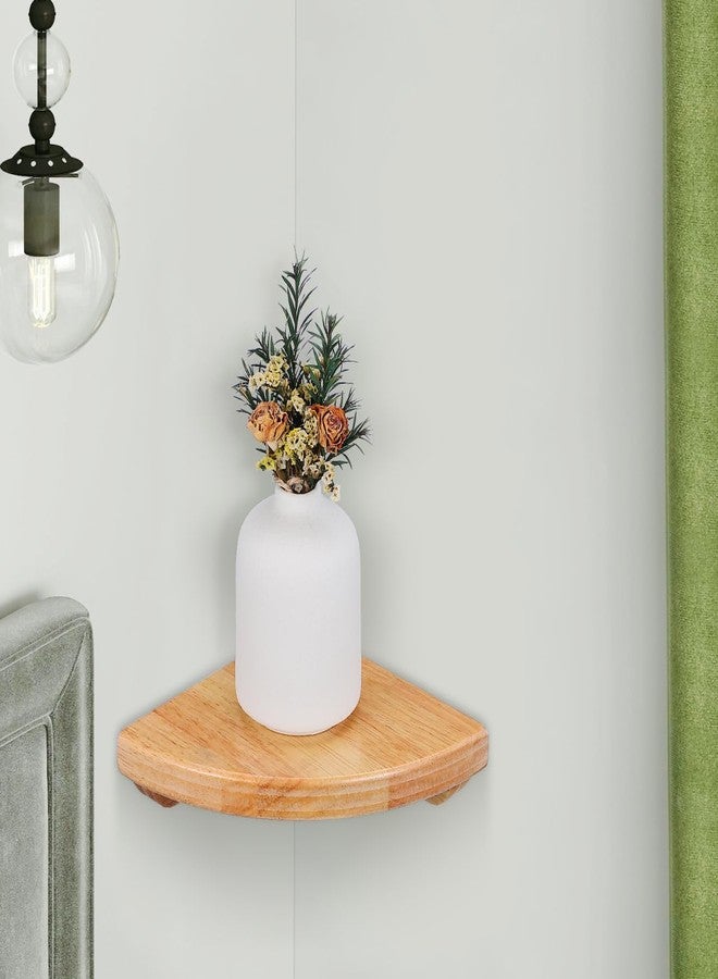 Alipis Corner Shelf Wall Mounted, 6Inch Wooden Corner Shelf Floating Wall Storage Shelf Round End Display Shelf for Bedroom, Living Room, Kitchen, Hotel - Image 2