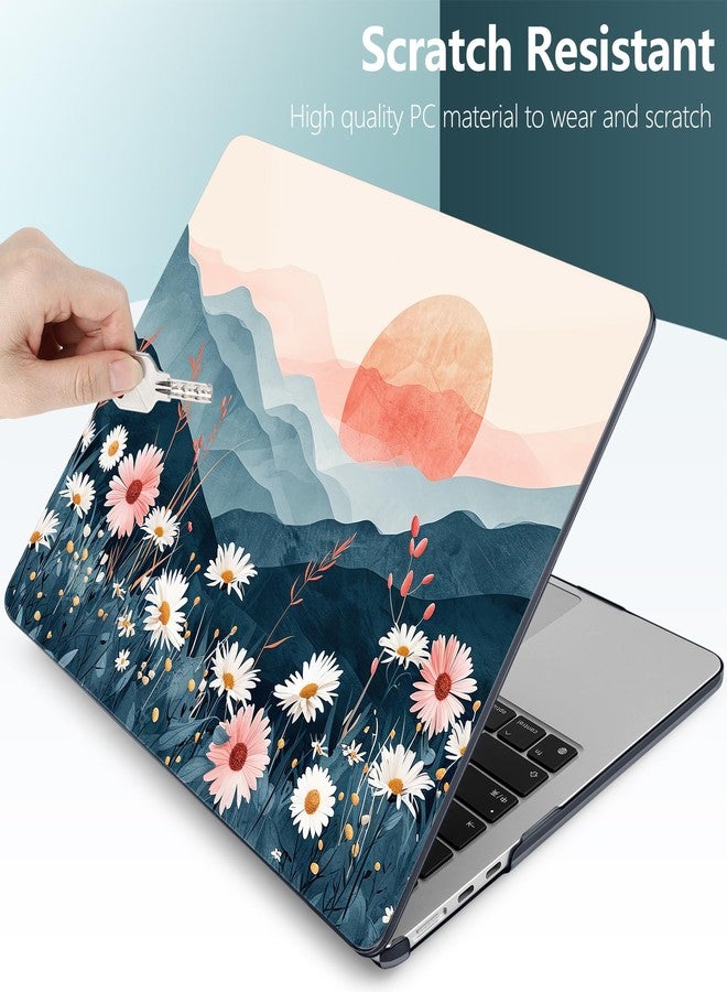 DONGKE Compatible with M4 MacBook Air 15 inch Case 2025 2024 2023 A3241 A3114 A2941 M3 M2 Liquid Retina Display Touch ID, Plastic Hard Case & Keyboard Skin & Screen Protector - Sun & Daisie - Image 3