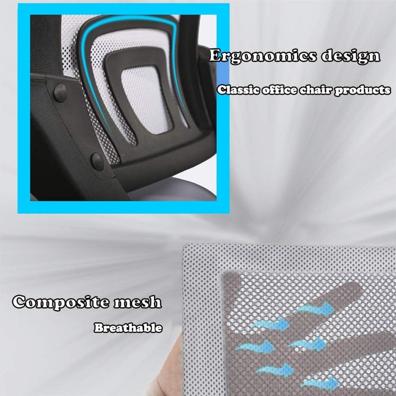 BestOffice Ergonomic Office Chair Mesh Cheap Desk Chair Task Computer Chair Lumbar Support Modern Executive Adjustable Rolling Swivel Chair for Back Pain, White - Image 5