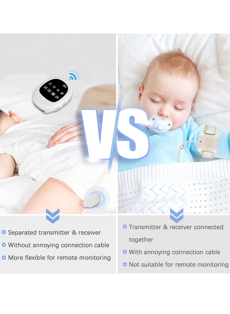 Wireless Bedwetting Alarm Potty Training Watch with Wristband for Kids Elder Care 40M Effective Range Vibration/ Sound/ Vibration + Sound Reminding 30min/60min/90min/2H Timer Built-in Battery LED Indi