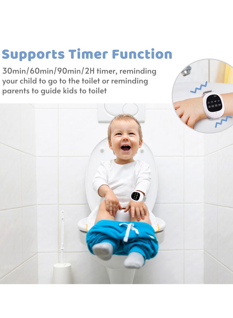 Wireless Bedwetting Alarm Potty Training Watch with Wristband for Kids Elder Care 40M Effective Range Vibration/ Sound/ Vibration + Sound Reminding 30min/60min/90min/2H Timer Built-in Battery LED Indi