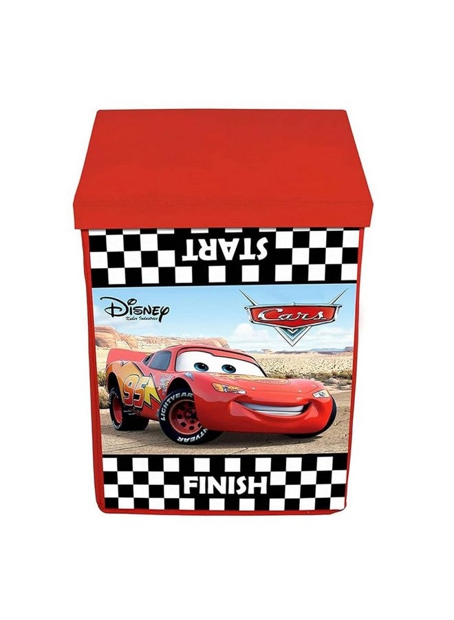 Kuber Industries Kuber Industries Foldable Laundry Basket for Clothes with Lid | Disney MC Queen Car Print | Cloth Storage Box for Washing | Toy Storage Organizer | 45 LTR | Red - Image 2