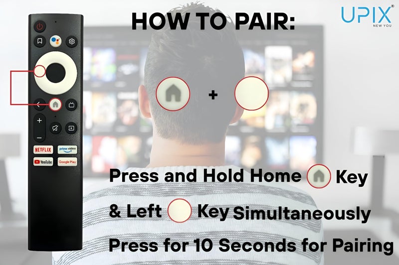 Upix Compatible Croma Smart LCD/LED TV Remote No. 1239 | with Voice | Netflix & Prime Video Function | Exactly Same Remote Will Only Work | Pairing is Required - Image 3
