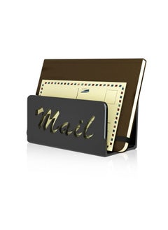 wishacc Mail Organizer Countertop Mail Sorters Letter Holder Desktop Organizer For Home Office Kitchen Counter Organizer Mail Holder In Black Color  - Image 1