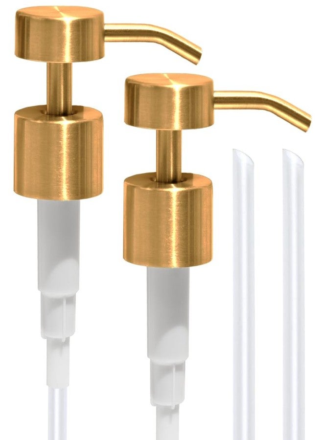 Verute Soap Dispenser Pump | Stainless Steel Replacement | Durable, Rustproof | for Glass & Plastic Bottles (2 x Brushed Gold Pumps) - Image 1
