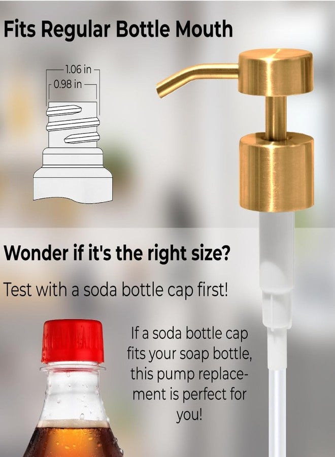 Verute Soap Dispenser Pump | Stainless Steel Replacement | Durable, Rustproof | for Glass & Plastic Bottles (2 x Brushed Gold Pumps) - Image 3