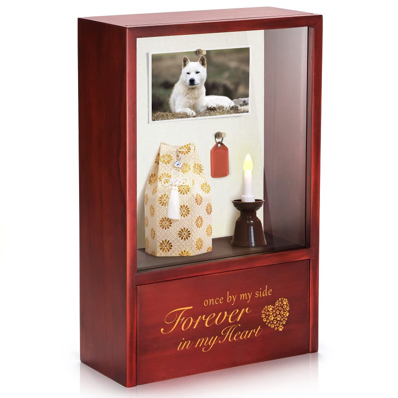 TJMOREE Dog Urns Memorial Display Case Personalized Keepsake Cremation Urns for Dog Loss Once by My Side Forever in My Heart