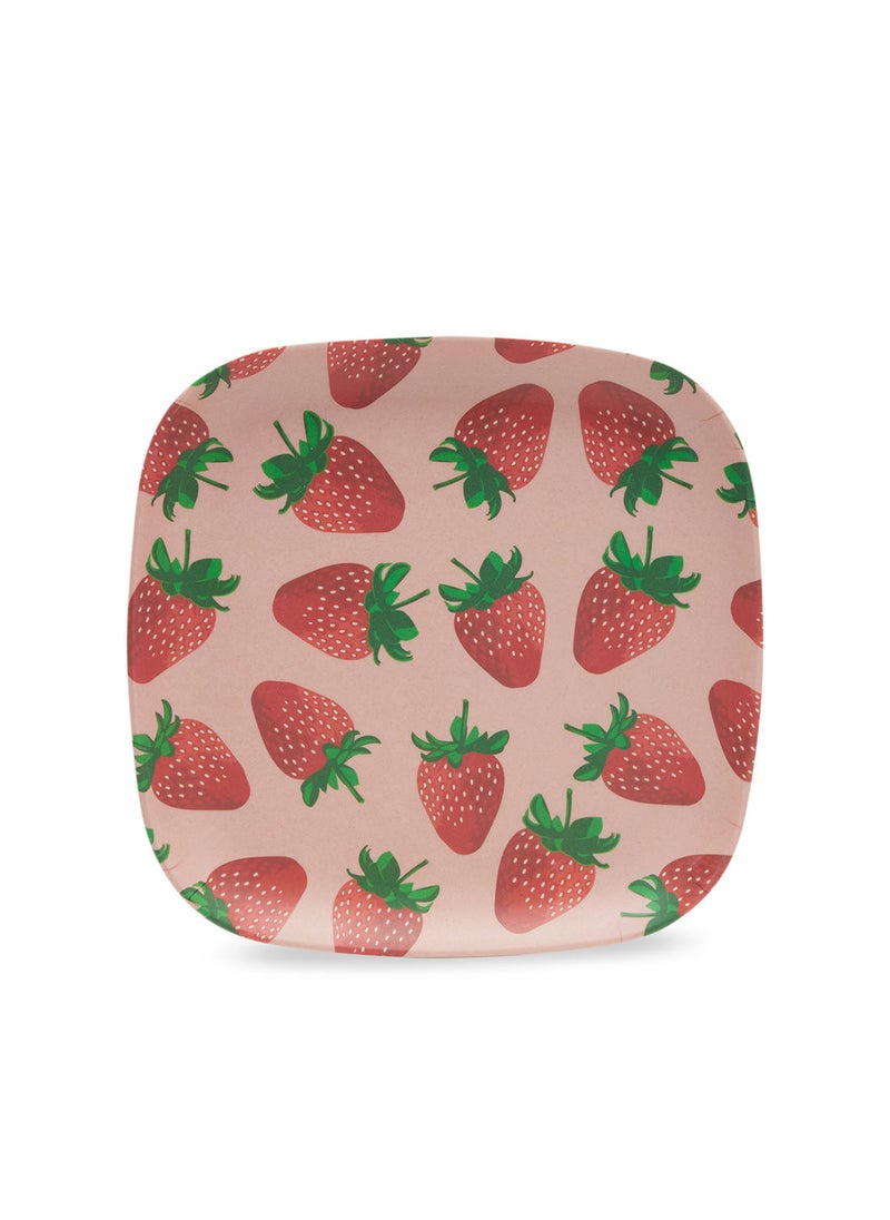 Simply Kitchen - Strawberry Bamboo Fiber Small Square Plate - Image 1
