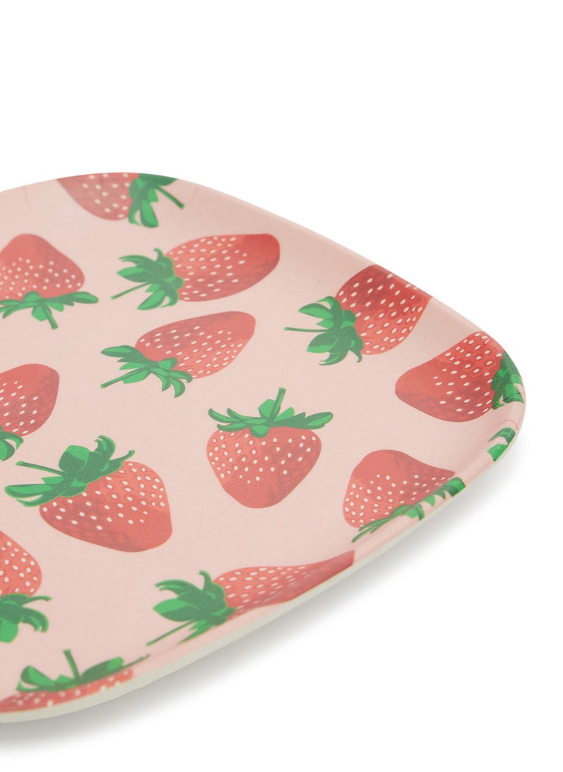 Simply Kitchen - Strawberry Bamboo Fiber Small Square Plate - Image 1