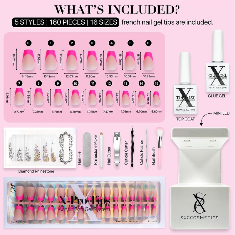 SXC Cosmetics X-Pro Tips French Tip Press On Nails - Bright Pastel Glow in the Dark Series (GLOW119KIT-S Coffin) - Image 4