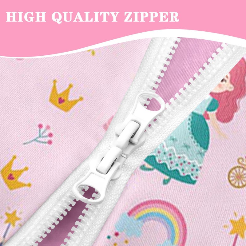 Nesker Twin Zipper Bedding, Magical Princess Zipper Bedding Sets for Girls, 3pcs All in on one, Cartoon Fairy Tales Castle Kids Comforter Set with Fitted Sheet and 2 Pillowcases - Image 3