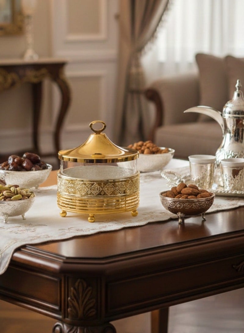 Dania Metal Date With glass Bowl Gold Color - Image 1