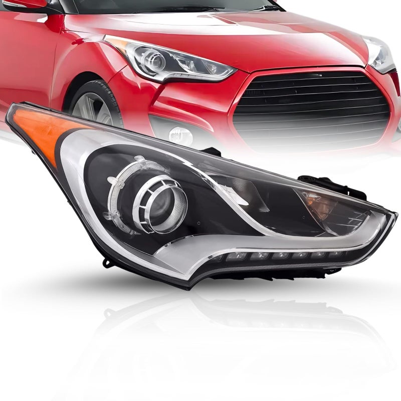 مجموعة مصابيح أمامية من ALLIGATOR AUTO LIGHTS متوافقة مع هيونداي فيلوستر 2013-2017 مصباح هالوجين مع لمبات الجانب الأيمن للراكب 921022V110 HY2503170