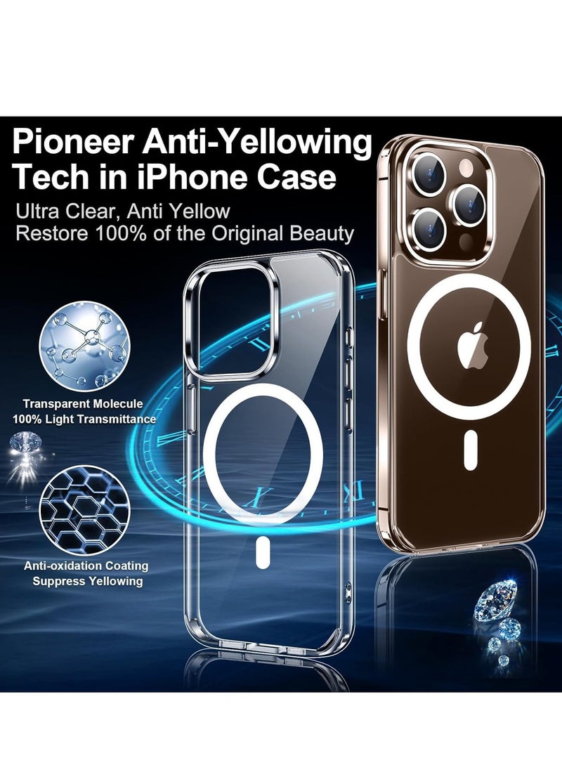 Raxoom iPhone 16 Pro Max Case - Crystal Clear Magnetic Case with Screen Protector & Camera Cover, Compatible with MagSafe, Shockproof Slim Silicone TPU Bumper & Hard PC Cover - Image 4