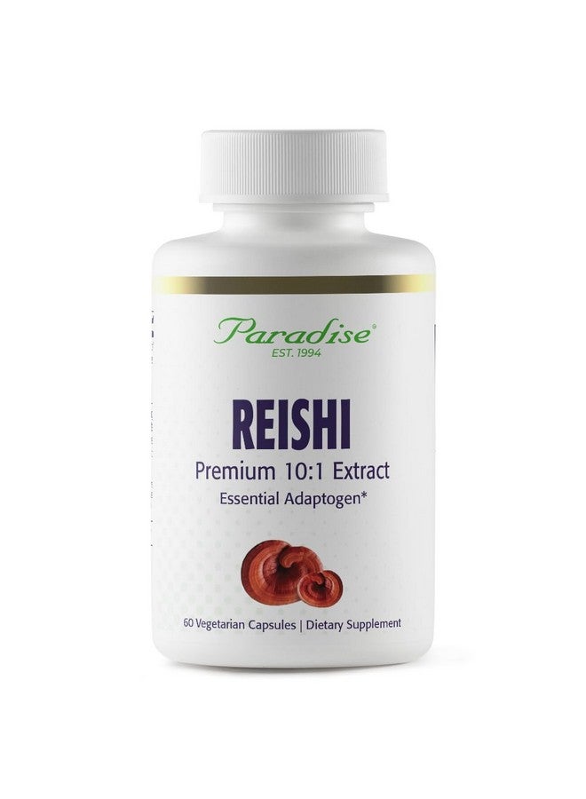 Paradise Herbs Reishi, Essential Adaptogen, Super Potent, Ultra Pure, Non-GMO, Vegan, Gluten Free, 60 Vegetarian Capsules - Image 1