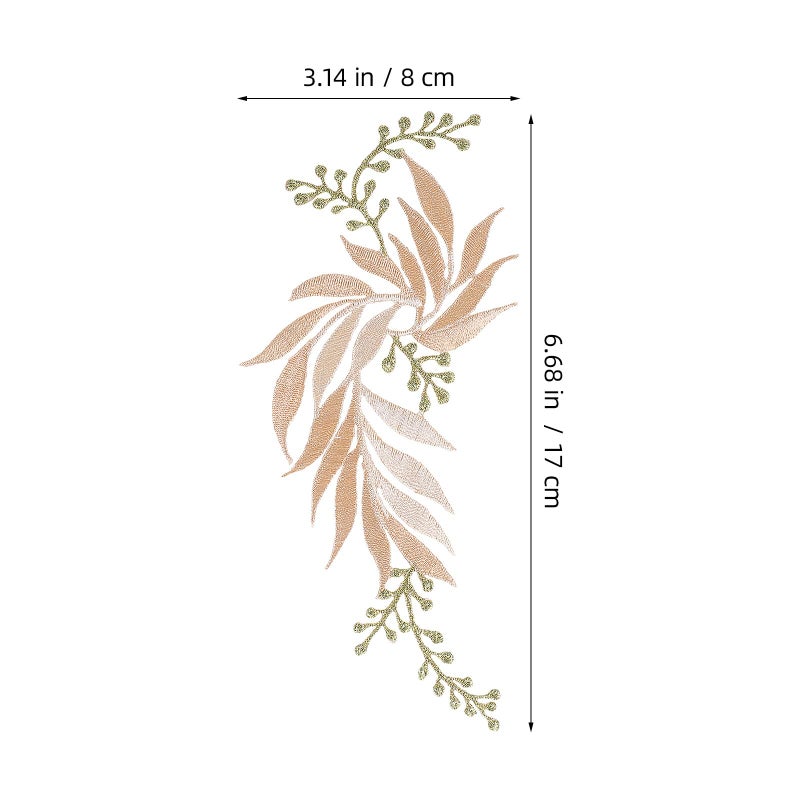Leaf Embroidery Applique Patches 2 Pack Iron On For Clothing Repair And Decoration - Image 3