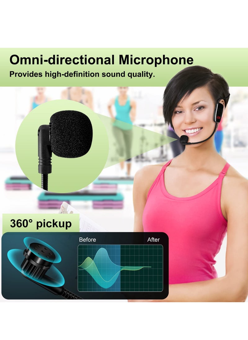 UHF Dual Wireless Microphone Headset System with 165FT Range, Perfect for Voice Amplifiers, PA Systems, Fitness Classes, and Church Events.