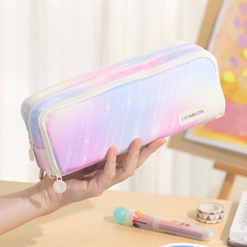 CICIMELON Large Capacity Pencil Case 3 Compartment Pouch Pen Bag for School Teen Girl Boy Men Women (Meteor) - Image 2