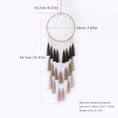 Artilady Macrame Dream Catcher Wall Hanging - Large Dreamcatchers Boho Chic Wall Decor, Handmade Tassels Ornament Colorful Room Decor for Bedroom, Blessing Gift for Girls Kids Women (Dark Green Mix) - Image 4