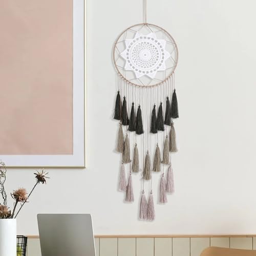 Artilady Macrame Dream Catcher Wall Hanging - Large Dreamcatchers Boho Chic Wall Decor, Handmade Tassels Ornament Colorful Room Decor for Bedroom, Blessing Gift for Girls Kids Women (Dark Green Mix) - Image 2