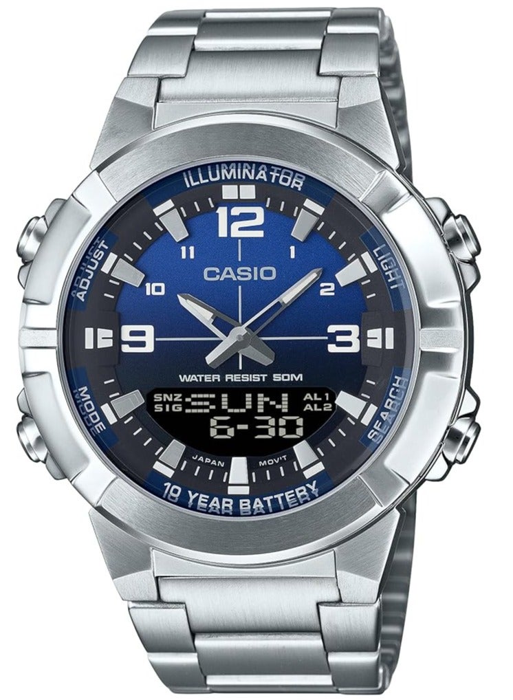 CASIO AMW-870DA-2A1VDF ANALOGUE DIGITAL MENS STAINLESS STEEL DIAL WATCH