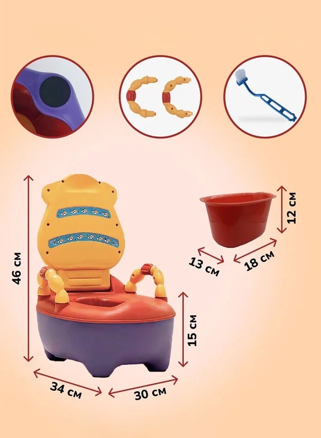 oldlaiben Baby Potty Toilet, Baby Potty Training Seat Kids Potty Chair Portable Potty Toilet Trainer Children Travel Potty Toilet with High Back Support & Lid & Removable Potty Pot for Toddler Baby Kids (Multicolour) - Image 3