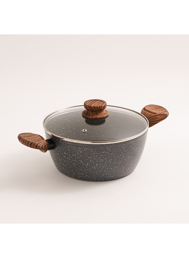 ALBERTO وعاء ألبرتو من الجرانيت 24 سم مع غطاء زجاجي - Image 1