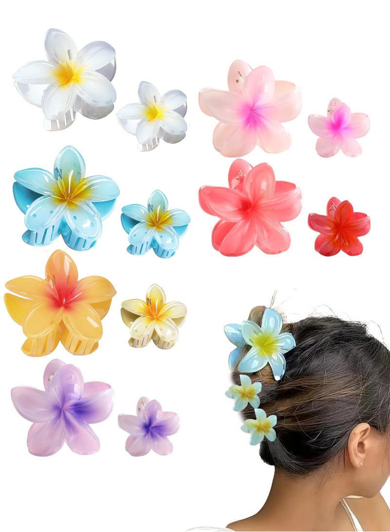 Lelet 12 Pack Plumeria Hair Clips for Women & Girls, Large & Small Plumeria Claw Clips for Thick & Thin Hair, Strong Hold Non-slip Claw Clips, Cute Beach & Holiday Hair Accessories - Image 1