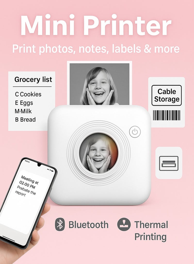 Mini Portable Thermal Printer – Bluetooth Wireless HD Photo, Label  Note Printer - Image 1