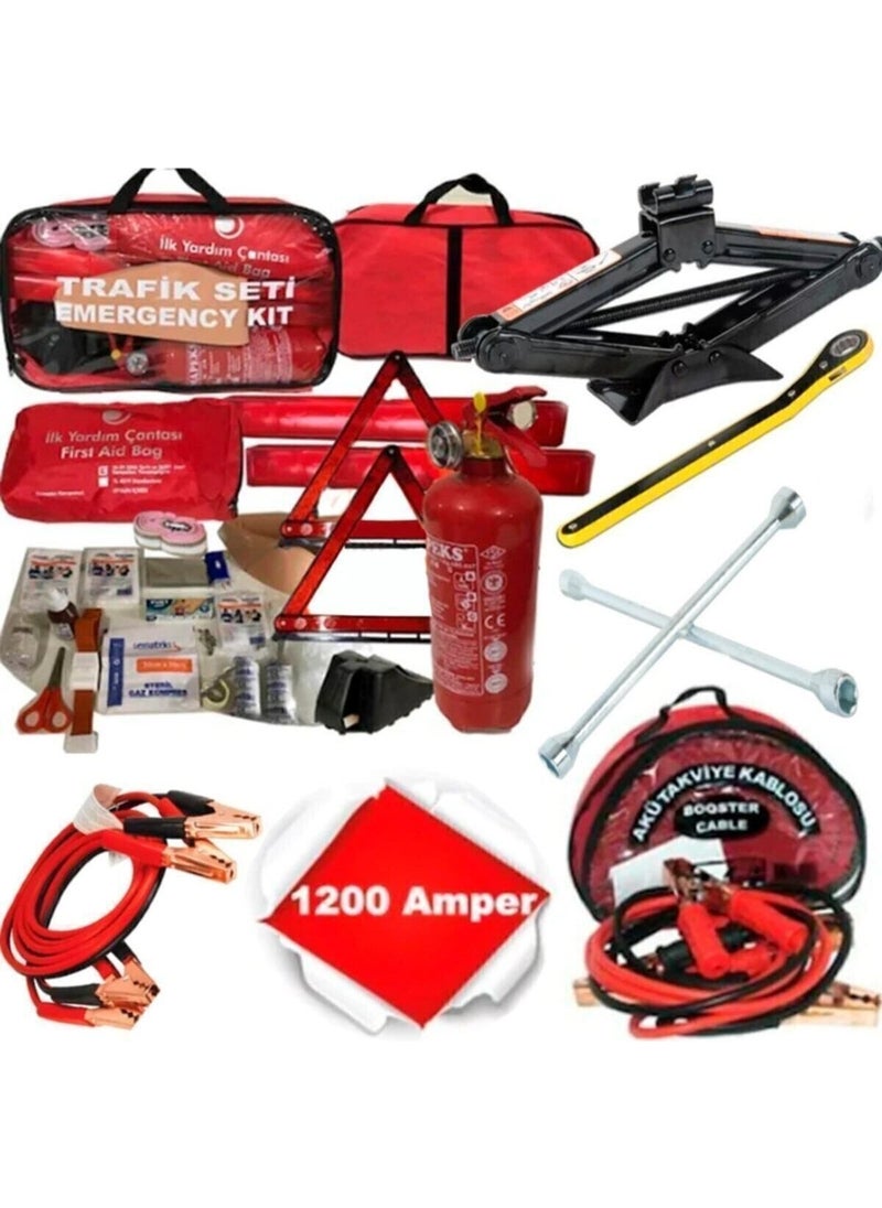 Tekno Trust Quadruple Product Traffic Set + Battery Booster Cable with Bag + Jack + Wheel Nut Wrench  - Image 1