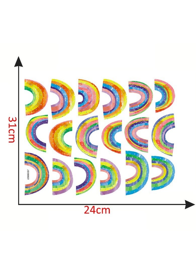 Generic - Boho Rainbow Window Clings Stickers Watercolor Rainbow Heart Sun Star Double-Sided Window Stickers Decorative Window Decals for Nursery School Classroom Home Glass Blackboard Decor - Image 1