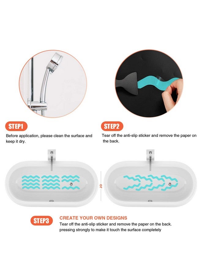 Secopad Patented Anti Slip Shower Stickers 24 PCS Safety Bathtub Strips Adhesive Decals with Premium Scraper for Bath Tub Shower Stairs Ladders Boats (Blue) - Image 5