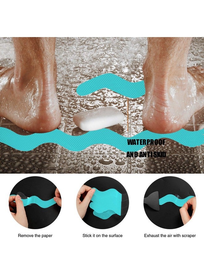 Secopad Patented Anti Slip Shower Stickers 24 PCS Safety Bathtub Strips Adhesive Decals with Premium Scraper for Bath Tub Shower Stairs Ladders Boats (Blue) - Image 4