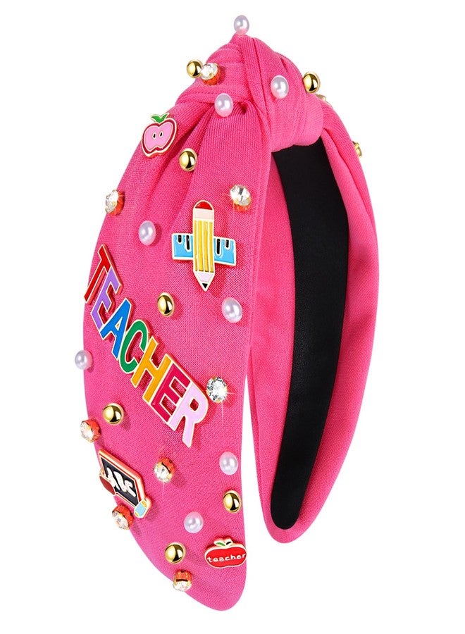 سيالكسهيني طوق رأس للمعلمة، إكسسوارات للمعلمة، طوق رأس معقود من اللؤلؤ الكريستالي للنساء، طوق رأس مزين بتعليقات لطيفة على شكل كتاب وقلم رصاص، طوق رأس مرصع بالجواهر، هدايا تقدير للمعلمة (النمط H) - Image 5