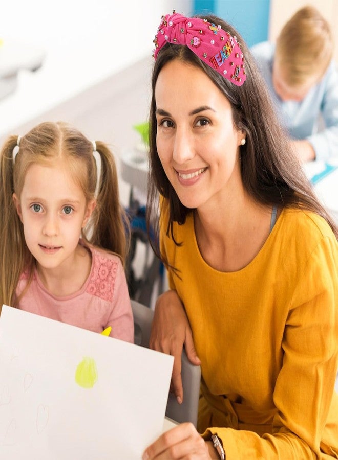 سيالكسهيني طوق رأس للمعلمة، إكسسوارات للمعلمة، طوق رأس معقود من اللؤلؤ الكريستالي للنساء، طوق رأس مزين بتعليقات لطيفة على شكل كتاب وقلم رصاص، طوق رأس مرصع بالجواهر، هدايا تقدير للمعلمة (النمط H) - Image 3