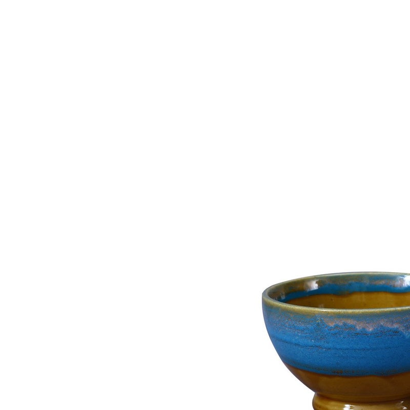 Caffeine Ceramic Handmade Arctic Blue & Brown Nut Serving Bowl (Set of 4) - Image 2