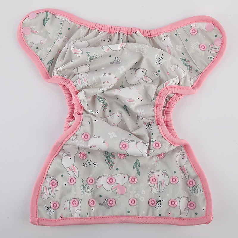 Hibaby One Size Cloth Diaper Cover Snap With Double Gusset Rabbit One Fit All - Image 4