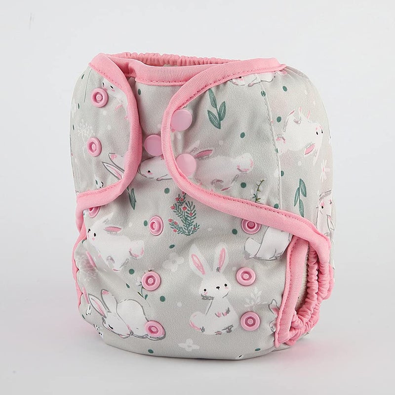 Hibaby One Size Cloth Diaper Cover Snap With Double Gusset Rabbit One Fit All - Image 2