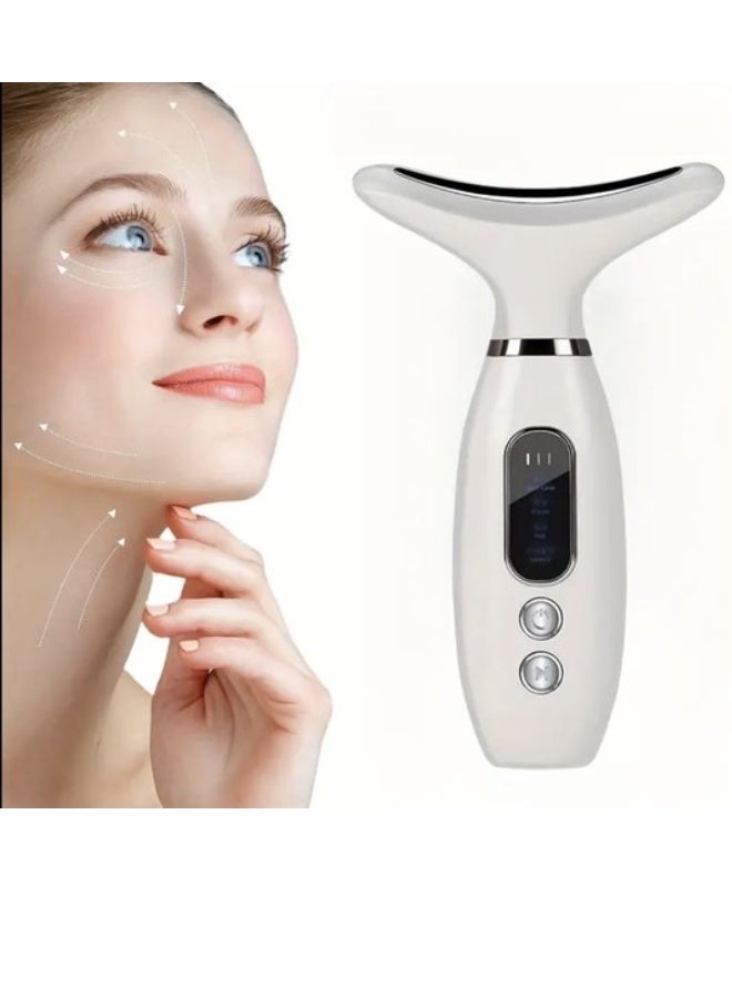 جهاز تدليك الوجه والرقبة الكهربائي، أداة نحت الوجه المحمولة بتقنية الاهتزاز الدقيق للعناية بالبشرة، وشدها، ورفعها، ومكافحة علامات الشيخوخة، جهاز تجميل للعناية اليومية بالوجه - أبيض - Image 1