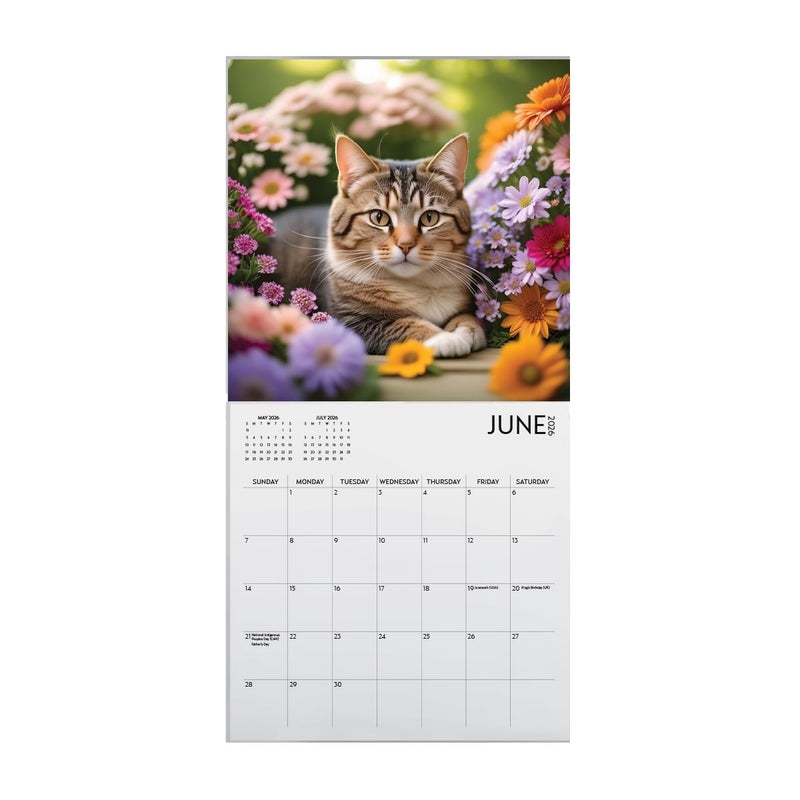 ARTICO Cats and Flowers Large Wall Calendar | 12 x 12 Inches | 2026 Wall Calendar | Christmas Gift (Cats and Flowers) - Image 3