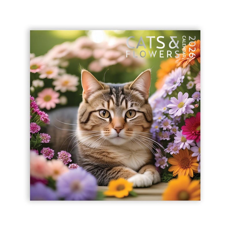 ARTICO Cats and Flowers Large Wall Calendar | 12 x 12 Inches | 2026 Wall Calendar | Christmas Gift (Cats and Flowers) - Image 1